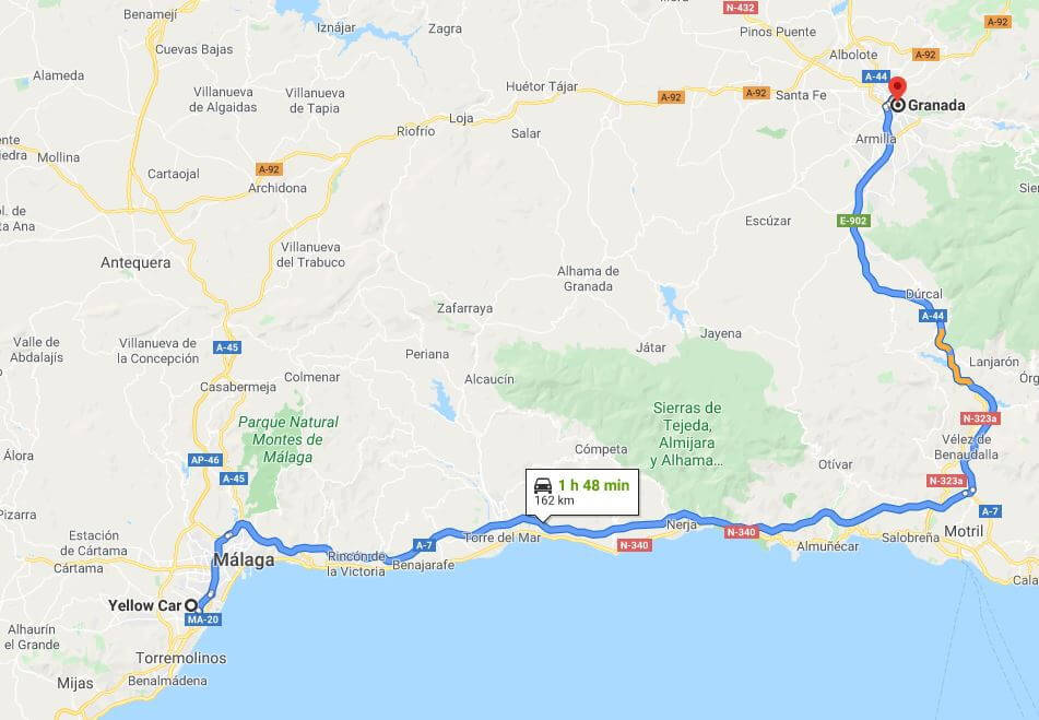 ¿Cómo ir de Aeropuerto de Málaga a Granada? Alquiler Yellow Car